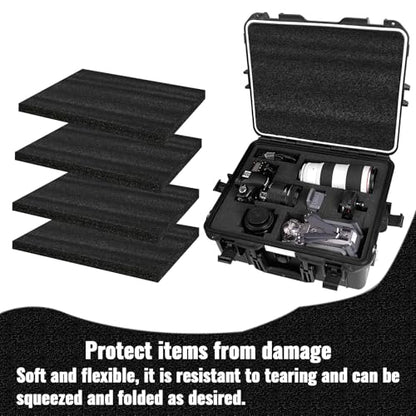 6 Pcs 16'' x 12'' x 2'' Polyurethane Foam - Foam Inserts for Cases Packing Foam Black Craft Foam Sheets for Packing Camera Toolbox Storage - size: 16'' x 12'' x 2''