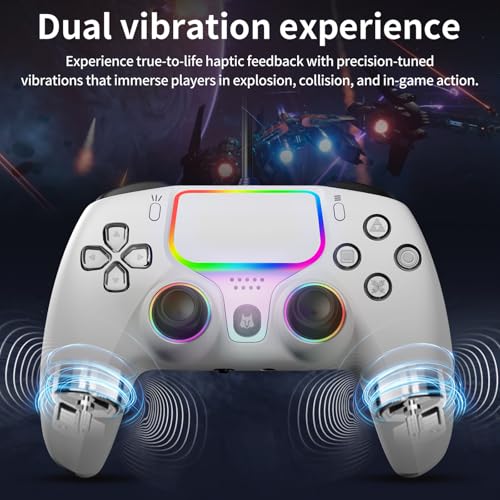 NBCP Wired PS5 Controller for PlayStation 5, PS4, PC/Steam Gamepad | Dual Vibration and Hall Effect Triggers,6-Axis Gyroscope,Turbo Function and 3.5mm Headphone Jack White - color: White