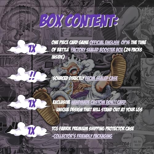 OP16 The Time of Battle Booster Box English OP-16 Booster Box Display Factory Sealed for OP16 Paramount War Theme One Piece Cards English TCG (24 Packs) + Custom TCG Fabrik Don Card