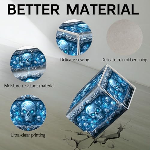 Trading Card Storage Box, Holds 100+ for MTG Cards, PU Leather with Magnetic Closure, Frost Skulls in Enchanted Frame Durable Deck Box for Magic the Gathering, Trading Card Games - color: Frost Skulls in Enchanted Frame