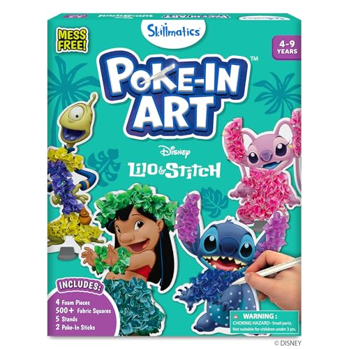 Skillmatics Poke-in Art – Lilo & Stitch, Mess-Free Fun, DIY Wood Craft Kit | Screen-Free Activity, DIY Room Decor, 500+ Fabric Squares, 4 Foam Pieces, Gifts for Girls & Boys Ages 4, 5, 6, 7, 8, 9 - style: 5. Disney's Lilo & Stitch