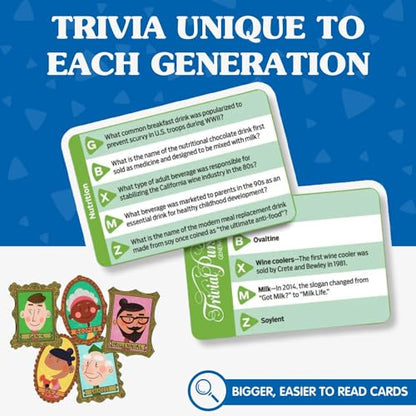 JOY FOR ALL Games - Trivial Pursuit Generations - Generational Trivia - Create Personalized Questions - Bigger Easy-to-Read Cards - Fun Multigenerational Trivia Game for Seniors, Teens, and Adults - style: Trivial Pursuit Generations