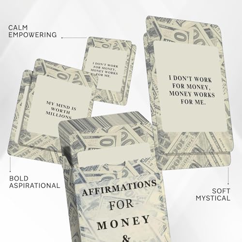 Isaac Liev Money Affirmations Cards - Motivational Daily Affirmation for Men Women, Manifestation Abundance Wealth Mindset Manifesting Card -Cool Gifts for Him & Her, Best Friend, Coworkers, Office & Birthday - style: Money Affirmation