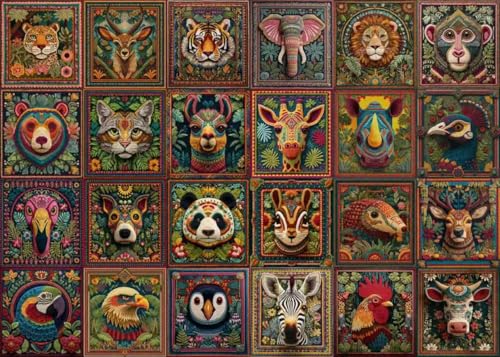 Jigsaw Puzzles for Adults 1000 Pieces, Animal Knitting | Animal Collection with Colorful Pets, Challenging Difficult Puzzle for Family Game Night Home Decor, 20x27 Inches - color: Animal Knitting