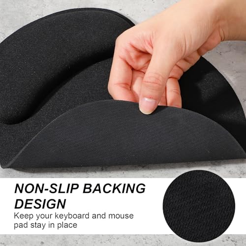 8 Pcs Ergonomic Mouse Pad and Keyboard Wrist Rest Set, Memory Foam Support for Comfortable Typing, Black Computer Gaming Office Home Accessories