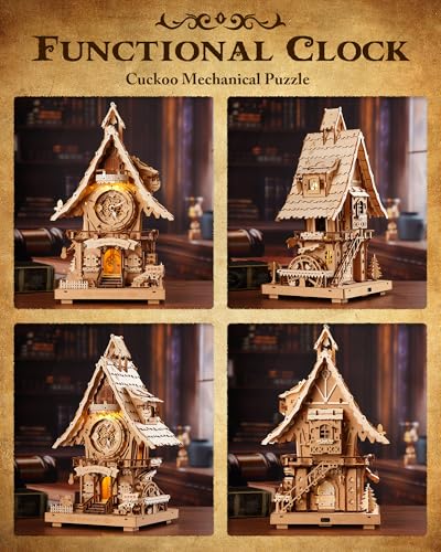 ROKR 3D Wooden Puzzles for Adults,Wooden Cuckoo Clock Model kit,435 Piece 3D Puzzles,Ideal Gift for Adults and Teens