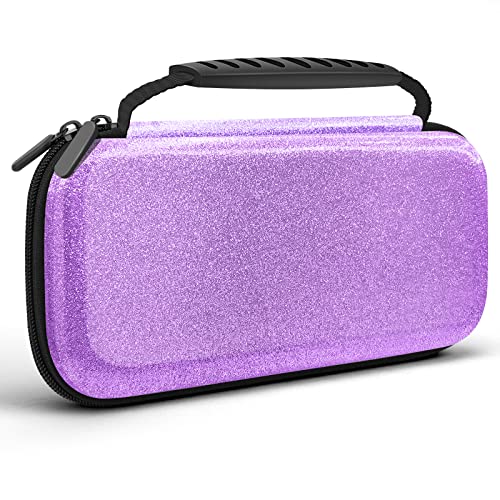 Glitter Carrying Case for Nintendo Switch and Switch OLED Console,Purple Hard Travel Case Shell Pouch for Nintendo Switch Console & Accessories,Protective Carry Case Compatible with Nintendo for Girls - color: Purple