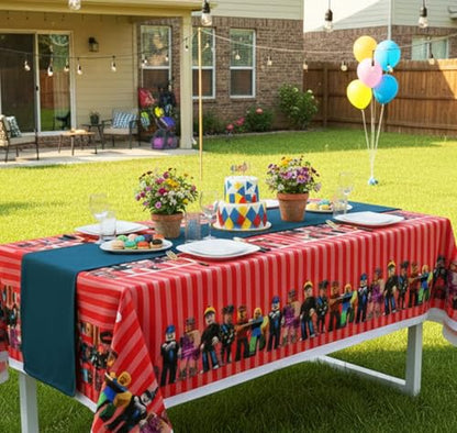 3 Pcs Plastic Table Cloth Disposable 108x108cm Video Game Birthday Party Supplies Video Game Table Cover Gamer Supplies Rectangle Waterproof Happy Birthday Tablecloth Gaming Party Decorations - color: Red