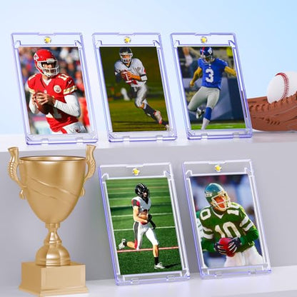 100ct Magnetic Card Holder, 35pt Slim One Touch Card Holder, U-V Cards Protectors Hard Plastic, Magnetic Hard Case for Trading, Sports, Baseball, Football, Game Cards - size: 100 PACK