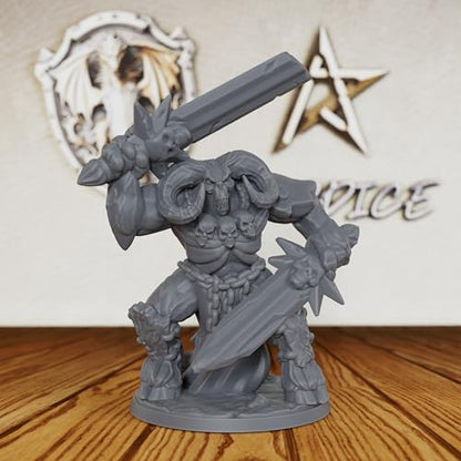 Tabletop Unpainted Miniatures for Fantasy Role Playing & TTRPG - 32mm Scale Dark Warrior Minis Figurine for Dungeon Masters, Miniature Game RPG Accessory Figure - 5.6cm Demon Warrior (AS288)