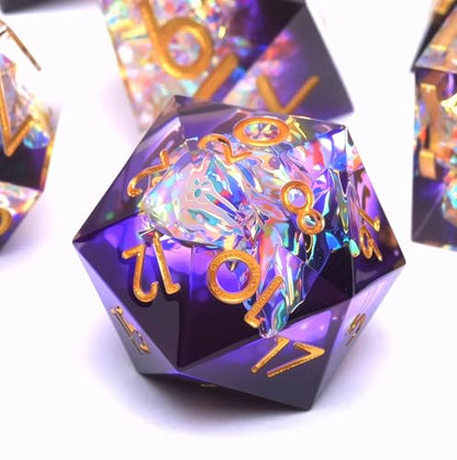 Dungeons and Dragons dice Set D&D, Polyhedron DND Resin dice Set, Used for Role-Playing dice Magic Pathfinder Game DND dice Set (7 Pieces) - color: S Zhi +Elegant Purple