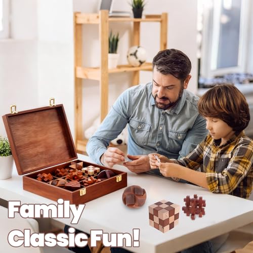 Wooden Brain Teaser Puzzles for Adults - Brain Teaser Puzzles with Wooden Box 3D Puzzle Game Toys for Adults Teens - Unlock Interlocking Puzzle Adult IQ Education Smart Toys - style: Style G