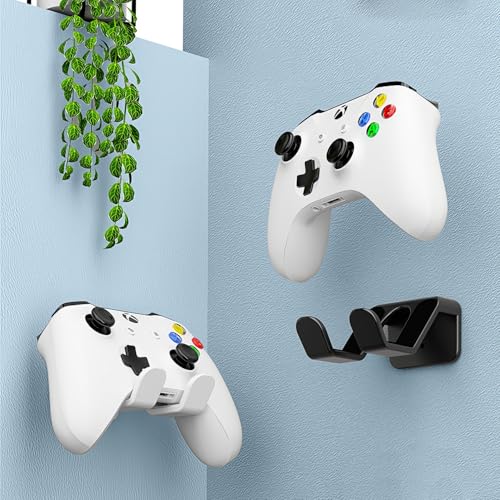 4PCS Controller Holder Wall Mount Headset Holder by Adhesive Screw | Controller mount headset stand for xbox series x/s, ps5, ps4, pc gaming stuff accessories with stable 3m adhesive - color: White (4 Pack)