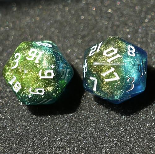10PCs D20 Polyhedral Dice Set 22mm for DND RPG MTG Dungeons and Dragons Dice (Blue + Curry) - color: Blue + Curry