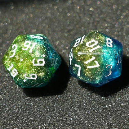 10PCs D20 Polyhedral Dice Set 22mm for DND RPG MTG Dungeons and Dragons Dice (Blue + Curry) - color: Blue + Curry
