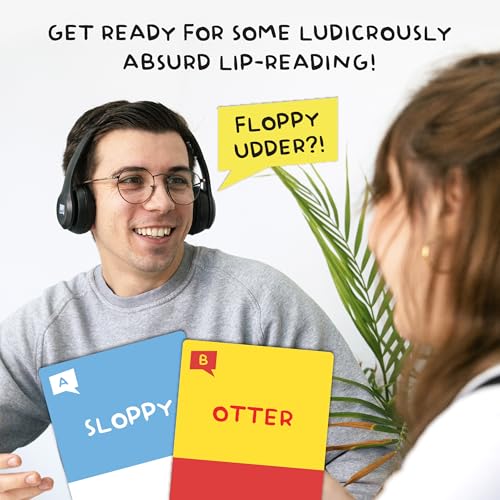 Lucky Egg Sorry What Family Edition, Lip Reading & Headphone Challenge Game | Age 8+, 100 Cards, 1 Pair of Headphones, 1 Charging Cable, 40,000 Word Phrase, Party Games for Game Night - style: Family Edition (Age 8+)