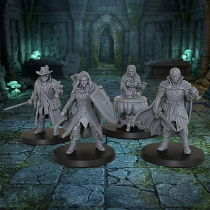 28mm DND Miniatures Fantasy RPG Accessory- Vampire Hunters AS1010 | Dungeon Masters Essential- Unpainted 1:56 Minis Figurine Set for Miniature Gaming & TTRPG