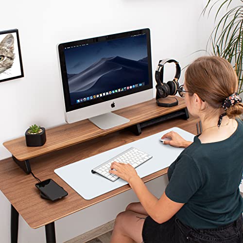 Aothia Double-Sided PU Leather Desk Pad - Non-Slip Large Mouse Pad & Desk Mat for Office, Home - Waterproof, Easy to Clean, Durable Dual-Sided Surface (23.6"x13.7", White) - color: White, size: 23.6" x 13.7"