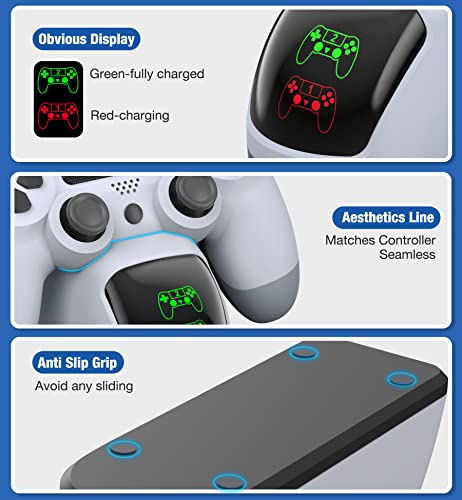 PS4 Controller Charger Dock Station with Charging Cable,1.8Hour Fast-Charging PS4 Controllers Charging Station for PlayStation 4 Dualshock 4 Charger - color: White-Green