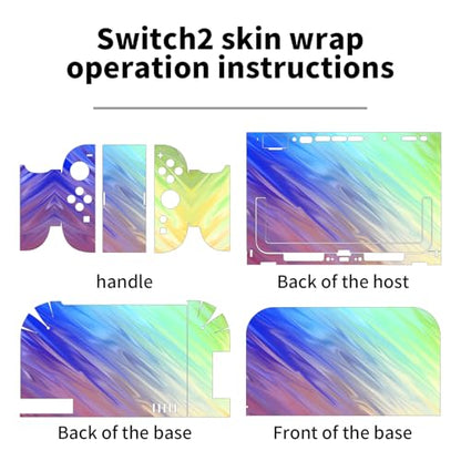 for Nintendo Switch 2 Skin Wrap Cover Decal Sticker Wrap Vinyl Mixed-Color Pattern (Blue-Green) - color: Blue-Green