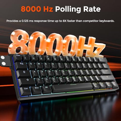 DAREU EK60 HE Rapid Trigger Gaming Keyboard Wired, 0.01mm RT Accuracy Adjustable, Hall Effect Magnetic Switch Hot Swappable, SOCD, 8000Hz Polling, RGB Backlit, 60% Compact Design for Laptop/PC - color: Black