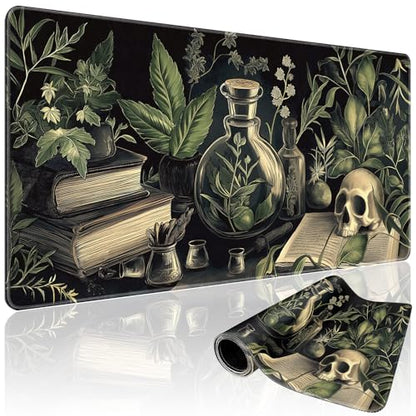 Gothic Dark Botanical Large Gaming Mouse Pad Desk Mat 31.5"x15.7" | Extended Mousepad, Non-Slip Rubber Base , Stitched Edges, for Computer/Laptop/Office/Home - color: Gothic Dark Botanical