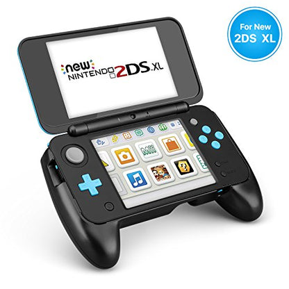 TNP Comfort Hand Grip Case for New Nintendo 2DS XL/LL 2017 with Kickstand | Non-slip controller grip accessory with precise cutouts, protective coverage and a tabletop play stand for stylus games.