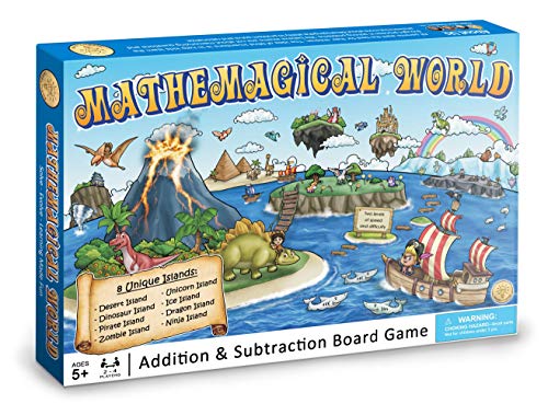 Mathemagical World - Addition & Subtraction Math Board Game for Kids, 2-4 players, Ages 5+ and Perfect for Homeschool, Kindergarten, Pre-k, and Gifted & Talented Prep
