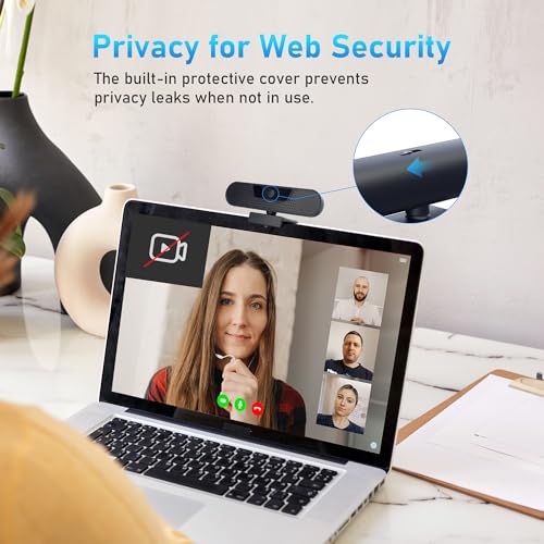 1080P Webcam with Microphone, 75°FOV FHD PC Camera with 1080P/60fps, Privacy Cover, Plug & Play USB Web Cam, Autofocus, 1080P/60fps External Webcam for PC, Computer Web Camera for Laptop, Mac, Zoom - color: 2K/75°FOV