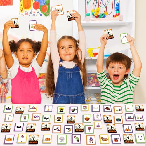gisgfim 100 PCS Memory Matching Game Happy Halloween Concentration Memory Games Card for Kids Educational Ages 3-8 A Fun & Fast Halloween Theme Matching Games - style: Halloween