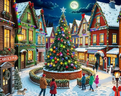Springbok Merry Town Square 1000 Piece Jigsaw Puzzle for Adults - Christmas and Holiday Puzzle - Unique Cut Pieces - Made in USA - style: Merry Town Square