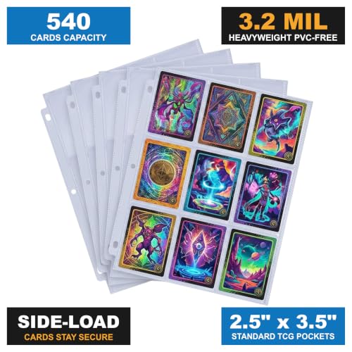 RUBEX 9-Pocket Card Sleeves - 30 Pages, Hold 270 Cards, Top-Loading