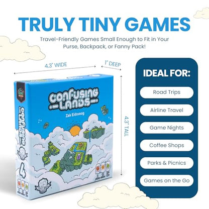 Confusing Lands | Whimsical Themed Travel Size Board Game You Can Play Anywhere | Strategic Card Placement Game | Solo Board Game | 1 - 2 Players, Ages 12+ | Easy to Learn and Play | Tiny Game Series