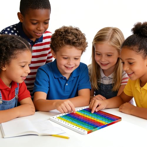 Multiplication Learning Board, 12x12 Multiplication Tables, Push Bubble Sensory Classroom & Home Learning Multiplication Chart Tool，Fidget Game for Teachers to Create a Variety of Math Operations - size: White-edged rainbow