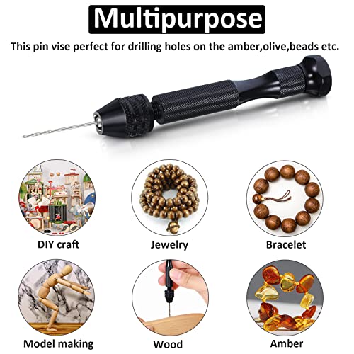 Mudder 57pcs Micro Drill Bits & Pin Vise Set, 46 Pcs Hand Twist Drills and 10 Pcs PCB Mini Cutting Bits for Resin, Beads, Polymer Clay, Craft, DIY Jewelry, Model Making Projects(Black) - color: Random Color Pcb Drill