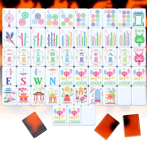 Simgoing 160 Pcs 1.2 Inch American Mahjong Sets Mahjong Tiles Melamine Engraved Multi-Layer Mah Jong Ideal for Home & Party Games, Tiles Only(Modern,Tortoise) - color: Tortoise, style: Modern