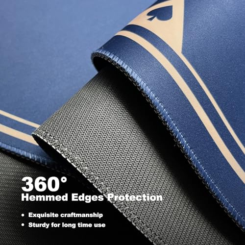 YUZPKRSI 47 Inch Round Poker Mat, Neoprene & Rubber, Texas Hold'em Poker Table Top Casino Card Games, Portable, Carrying Bag Included - color: 47 Inch Round Blue