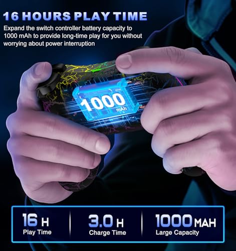 Hall Effect Switch Controller for Nintendo Switch/Switch 2/Lite/OLED, Gammeefy Wireless Switch Pro Controller Compatible with PC/Android/iOS, 9 Color Adjustable LED Switch Remote with App & Programmable - color: Black