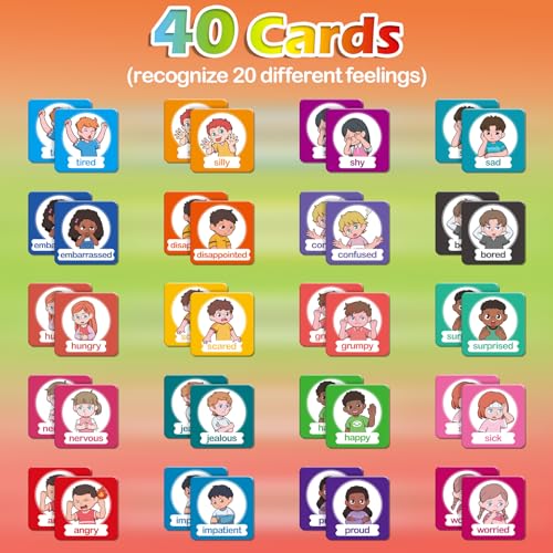 Aizweb Feelings Emotions Match Game,Memory Game,Social Emotional Learning Activities,Toddler Baby Flash Cards,Calm Down Corner Supplies,Educational Toys for Pre K Preschool Kindergarten Autism ADHD - style: Feelings