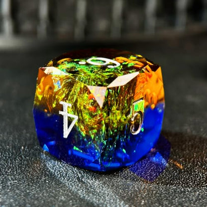 HAOMEJA Colorful Polyhedral Resin Dice Set, Hand-Cut Diamond Facet Optical Dice | Perfect for RPG, Tabletop & Board Games | Halloween, Christmas & Birthday Gift (Blue Yellow) - color: 4 Blue Yellow