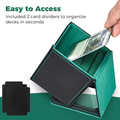 Fabmaker Card Deck Box Compatible with MTG, Display Card Storage Box | Holds 100 Double-Sleeved Cards, Trading Card Deck Case Compatible with Magic the Gathering with PU Leather &Magnetic Closure - color: Red
