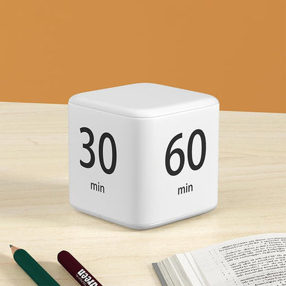 Gravity Sensor Flip Cube Timer Countdown Reminder Doing Time Management for Kitchen, Bedroom, Office, Living Room, Desk 15-20-30-60 Minutes (White) - color: White