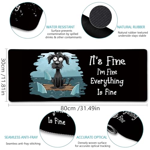 LIMKRIAN Dog Large Mouse Pad Desk Mat for Keyboard and Mouse, 31.5x11.8 in | Stitched Edges, Waterproof Surface, Non-Slip Rubber Base, Funny Desk Accessories For Office Home, Cute Keyboard Mouse Pad - color: Funny Dog
