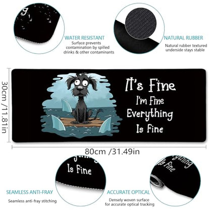 LIMKRIAN Dog Large Mouse Pad Desk Mat for Keyboard and Mouse, 31.5x11.8 in | Stitched Edges, Waterproof Surface, Non-Slip Rubber Base, Funny Desk Accessories For Office Home, Cute Keyboard Mouse Pad - color: Funny Dog