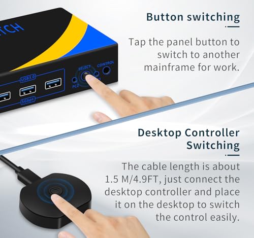 DP HDMI KVM Switch 2 Monitors 2 Computers Display Port | 8K@60HZ, DP and HDMI KVM Switches,USB3.0 with USB C - size: 2 PC 2 Monitor-8K Black