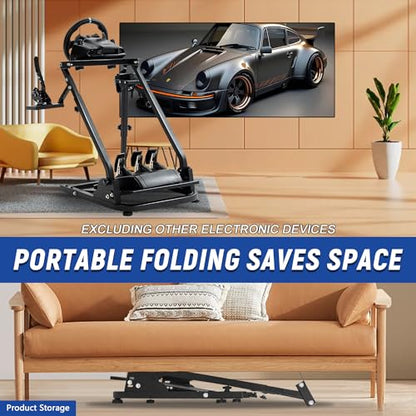 Mokapit Racing Wheel Stand Fit for Logitech/Thrustmaster/PXN G25 G27 G29 G920 T300RS T500RS Foldable Adjustable Steering Wheel Stand without Steering Wheel Pedal Handbrake