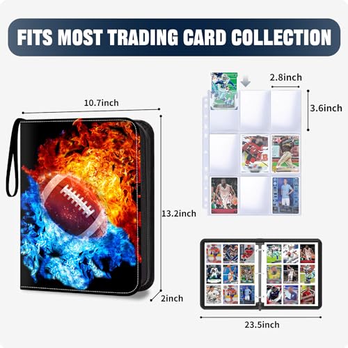 Football Card Binder with Sleeves,9-Pocket Trading Card Holder Card Collectors Album Hold Up to 900 Cards,Card Folder for Football Baseball Basketball Sport Trading Cards, TCG, MTG, PTG Games - color: Football-900