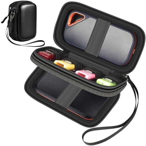 GWCASE Dual SSD Case for SanDisk Extreme Portable & Extreme PRO,for Crucial | Fits for SanDisk 1TB/2TB/4TB/8TB, for Crucial X9 X10 Pro & SD Card Students Office Use Business Travel (Bag Only) Black - color: Black, size: For V1-V3