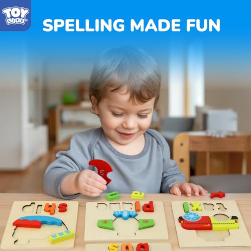 TOY Life Toddler Puzzles Ages 2-4, 4 Vehicles with Spelling Wooden Puzzles for Toddlers 3-5, Montessori Toys Gifts for 1 2 3 Years Old Boys Girls, Christmas Birthday Gifts Learning Toys for Kids - style: Vehicles with Spelling 4PCS