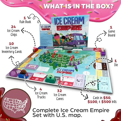 Ice Cream Empire by Empire Games –Strategic Family Game for Adults, Teens & Kids Ages 7+, Build Your Ice Cream Business Board Games for Adults & Kids, Educational Kids Games for Game Night Fun